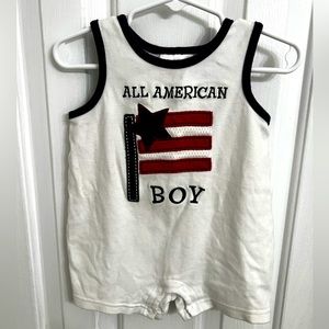 All American Boy tank top romper - size 12 mo - July 4 outfit